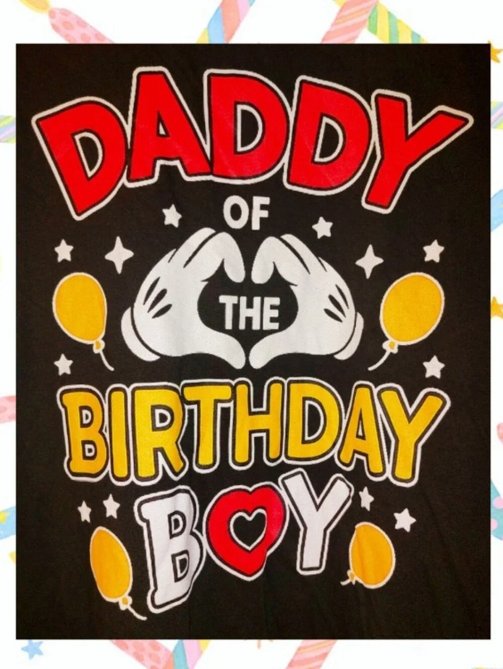 Black/Multiclr Disney Inspired Font Daddy of The Birthday Boy T-Shirt 3XL(54-56)